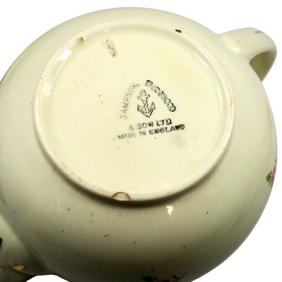 Sampson Bridgwood 14oz Floral Teapot c1950s Roses #42 Mold Made in England - Picture 9 of 10